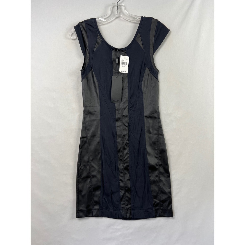 Factory by Erik Hart Mini Dress Womens 6 Onyx Black Panelled Satin Trim FWC2112